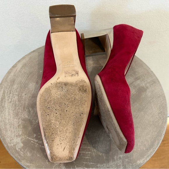 Miu Miu Pink Suede Crystal Embellished Block Heel - Picture 5 of 5